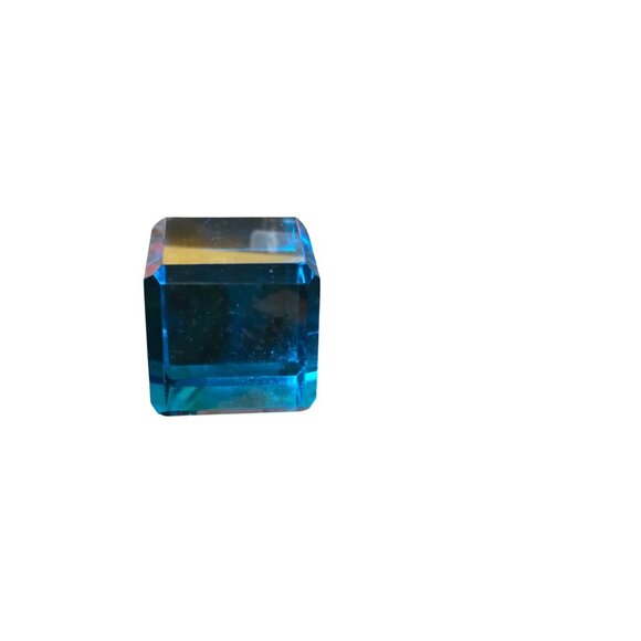 2 Paperweights Millefiori Glass Round Square Blue Crystal Apx. 2" - Picture 14 of 15